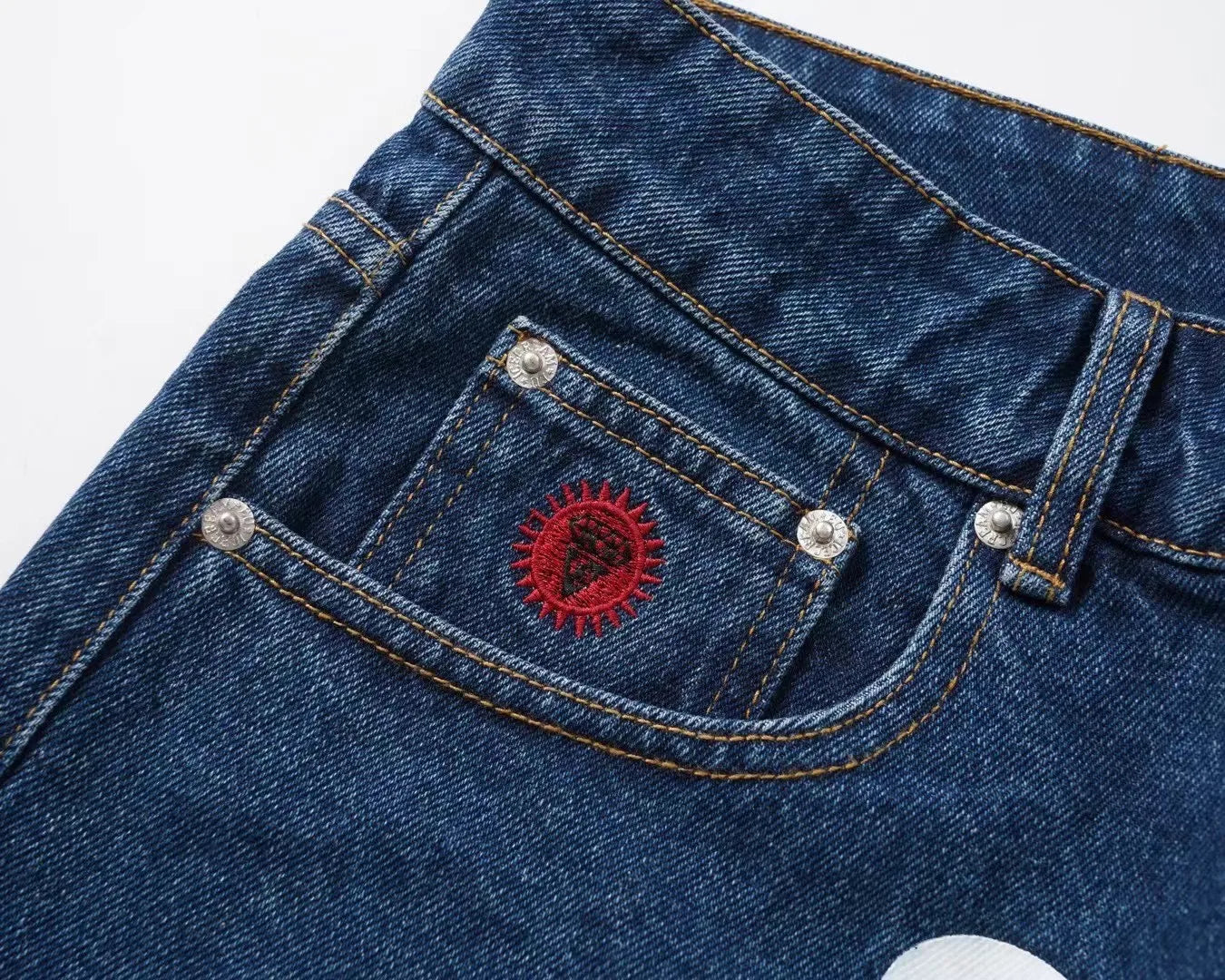 2022 New Summer Denim Shorts For Men Icecream Running Dog Trendy Brand Half Cut Emboridery Logo Unique Punk Mid Waist Jeans