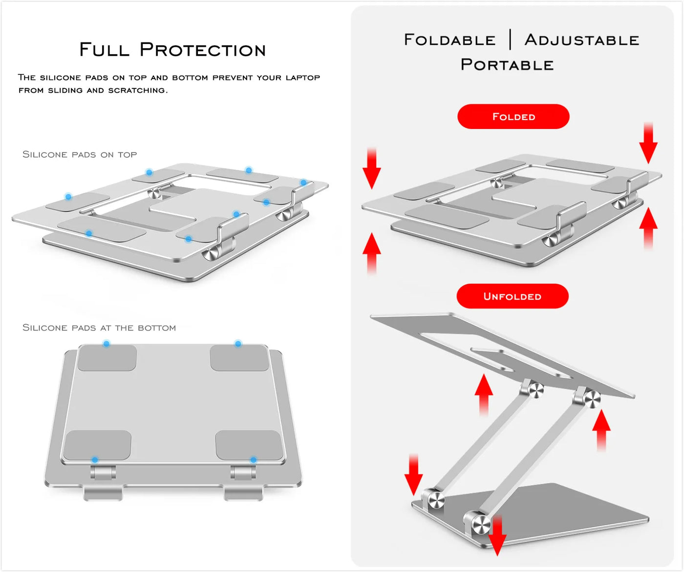 Height Adjustable Laptop Stand Compatible with MacBook Pro/Air 7-17.3 Inch Laptop Aluminum Laptop Stand Foldable dj Laptop Stand