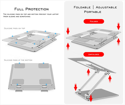 Height Adjustable Laptop Stand Compatible with MacBook Pro/Air 7-17.3 Inch Laptop Aluminum Laptop Stand Foldable dj Laptop Stand