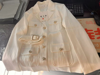 Women's Blazer Coat New 2025 Autumn Long Sleeve Casual Single Breasted Elegant Office Waist Ladies Suit Jacket lady Outerwear