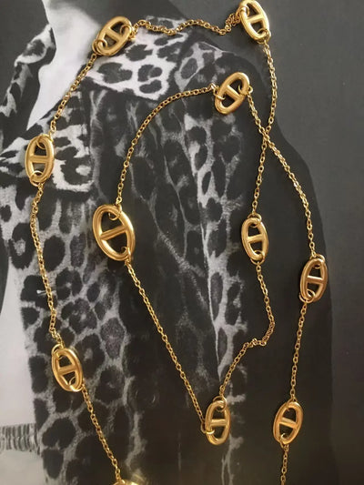 Luxurious 80cm non-fading necklace OT buckle long-sleeved decorative dress shirt T-shirt coat sweater chain high-end feeling new