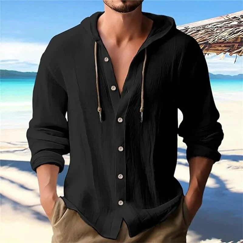 Men's Linen Shirt Solid Streetwear