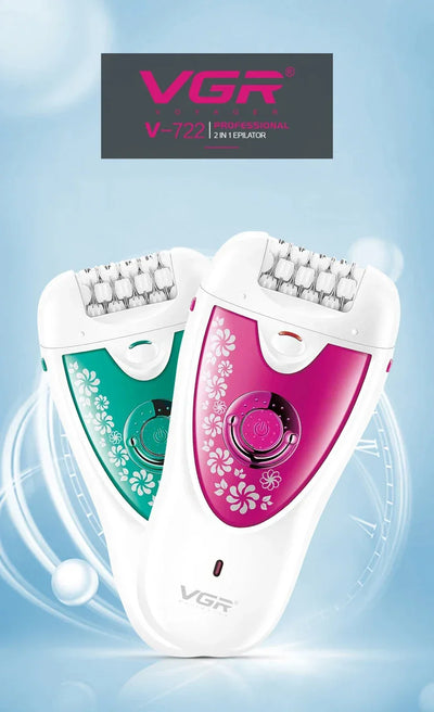 VGR Electric Epilator Women  Rechargeable Electric Shaver Whole Body Available Painless Depilat Female Hair Removal Machine 722