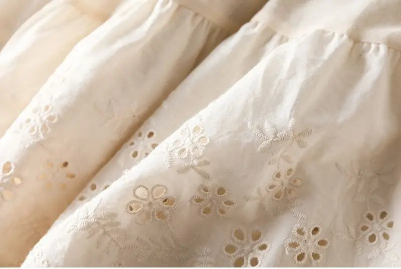 Vintage Chic Embroidery Linen Cotton Long Skirts Women Summer Elastic High Waist Pleated Maxi Skirt Female Elegant A-Line Skirt