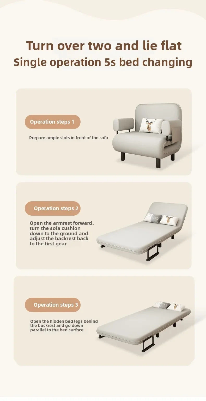 Sofa bed folding dual-purpose small apartment living room Internet celebrity telescopic bed single balcony