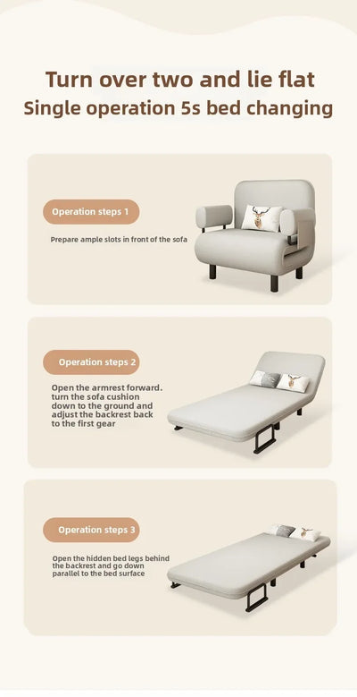 Sofa bed folding dual-purpose small apartment living room Internet celebrity telescopic bed single balcony