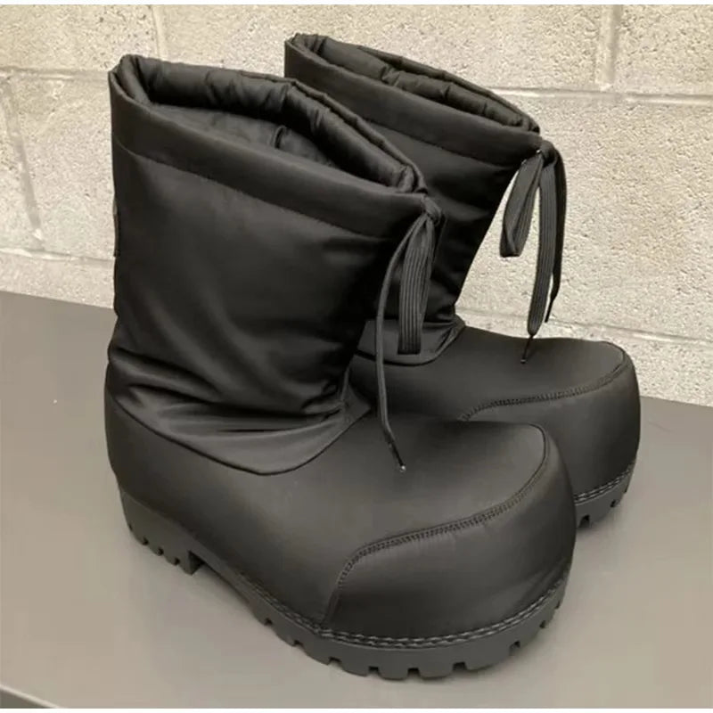 Brand Low Boots Black Ski Snow Boots Women Winter Casual Thick Bottom Big Head Plus Velvet Short Boots Ugly Cute Heighten Boots