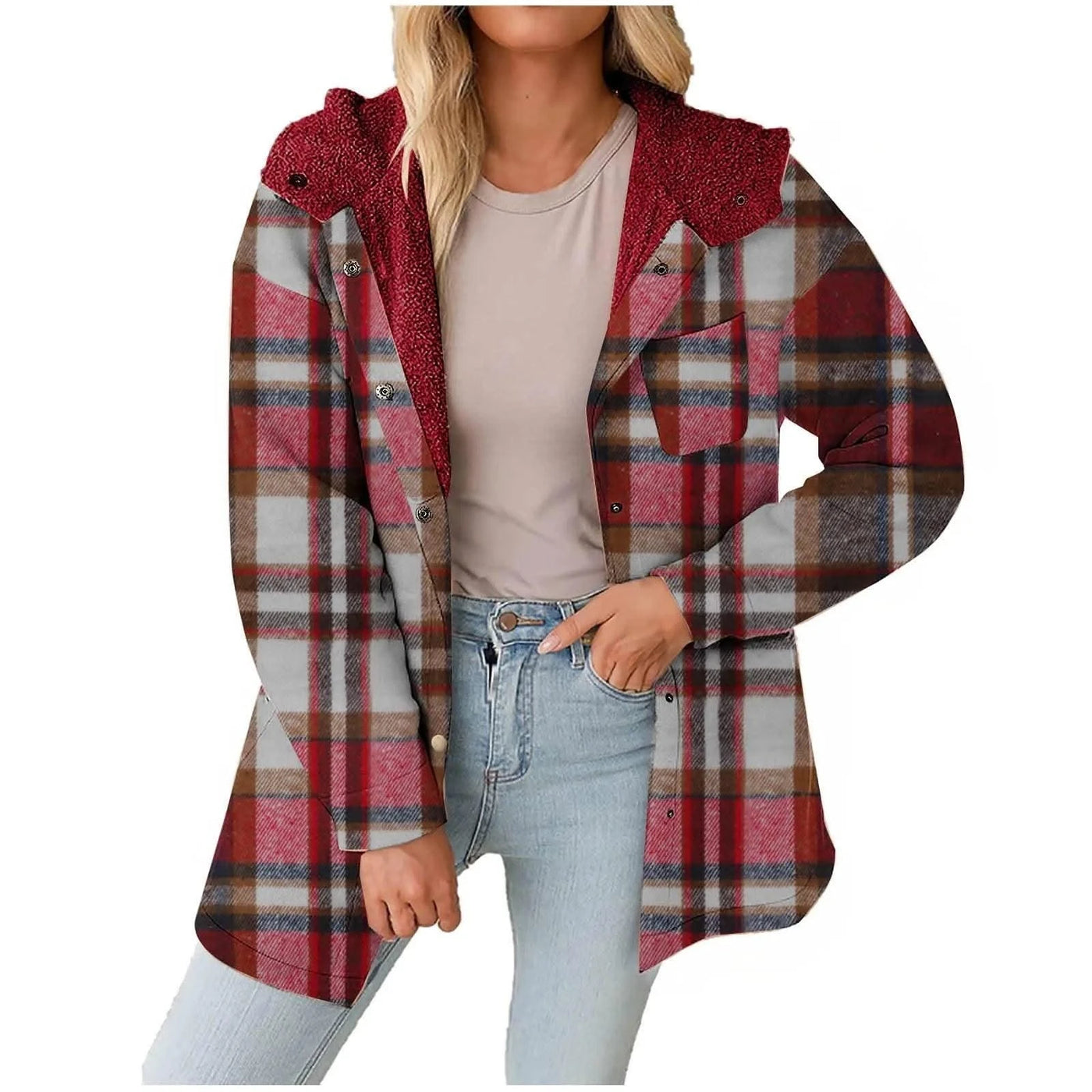 Women Chic Jackets Autumn Winter Lapel Patchwork Coats Casual Office Jacket