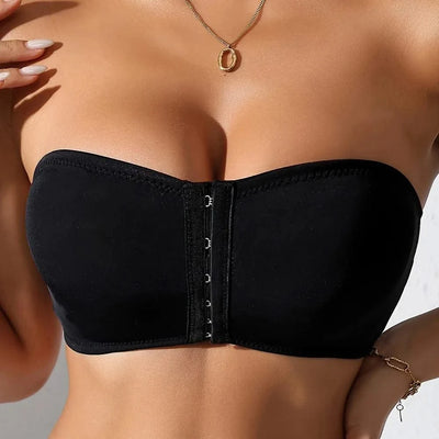 Women's Front Closure Strapless Bra Wireless Tube Bralette Seamless Invisible Bandeau Bras No Padding Daily Bra