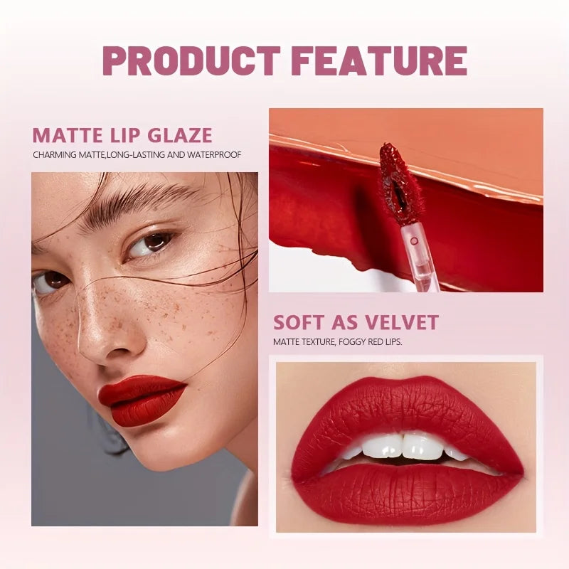 Luxury Matte Velvet Lip Gloss – Long-Lasting, Waterproof, Highly Pigmented Berry Tones, Perfect for Everyday Lip Makeup