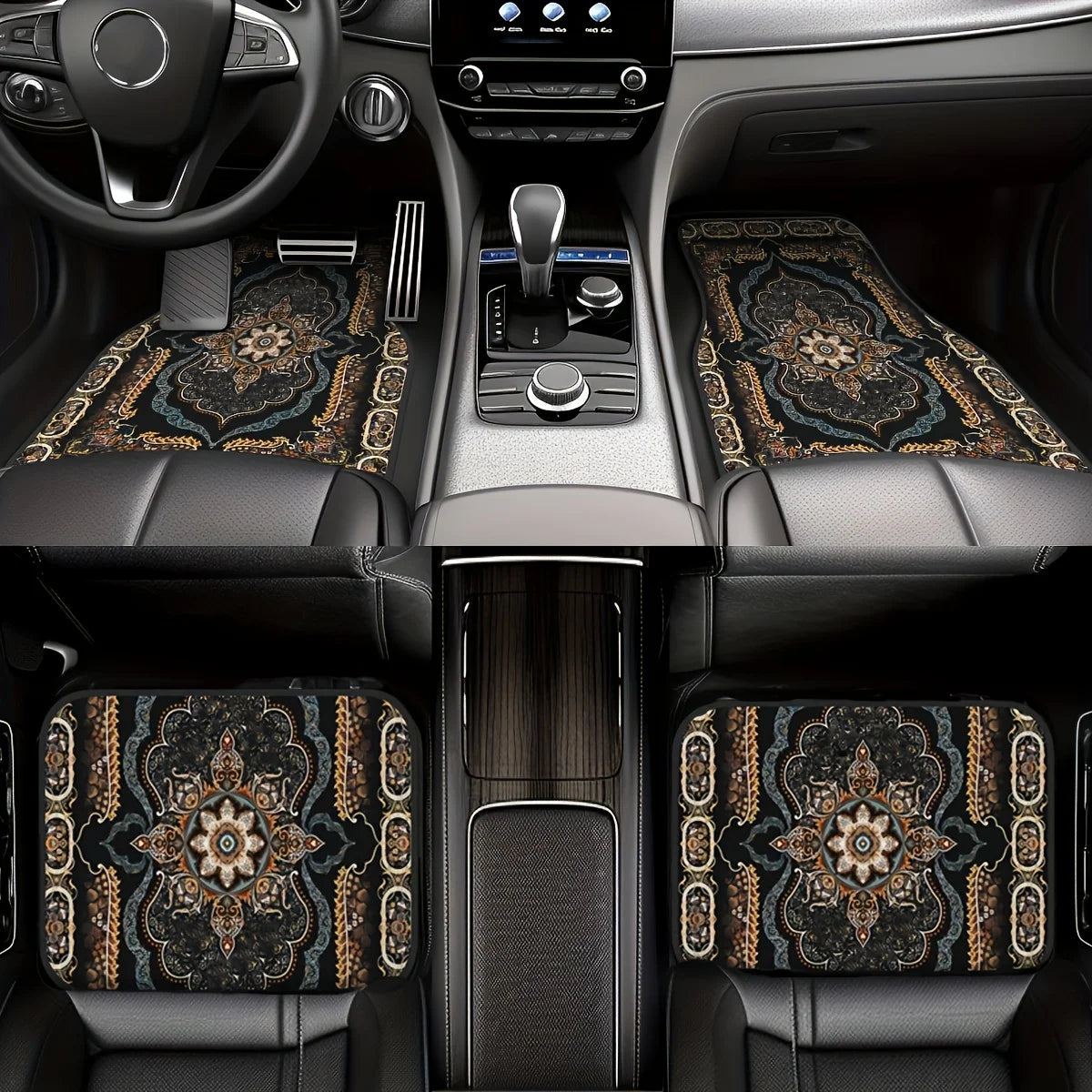 2/4pcs Car Anti Slip Mats,Car Carpets, Bohemian Style Printed Car Floor Mats, Suitable for The Front and Rear Seats of Most Cars