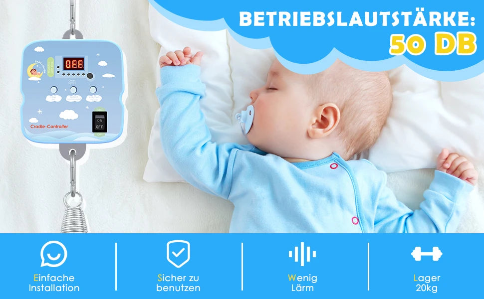 Babyschaukel-Controller Electric Baby Swing Controller,2 Spring,Remote Control, Motor Spring Bracket, Adjustable Timer, No Noise