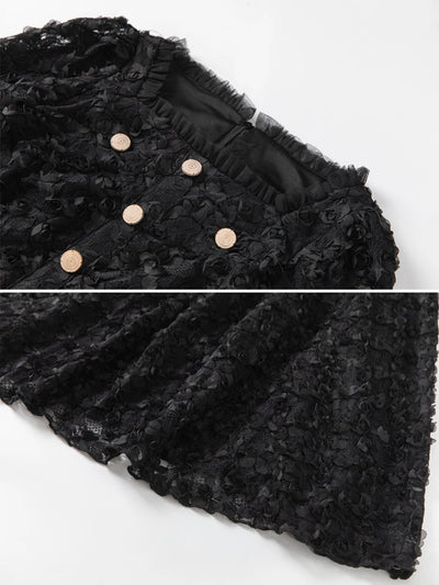 TWOTWINSTYLE Solid Spliced Button Slimming Dresses For Women O Neck Long Sleeve High Waist Temperament Dress Female Fashion New