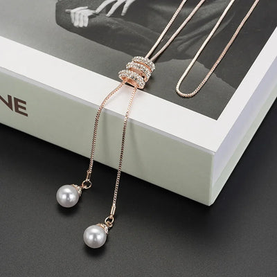 Thick Necklaces for Women Fashion Charm Pendant Necklace Necklace Crystal Long Ladies Pearls Sweate Luxury Necklaces Chain