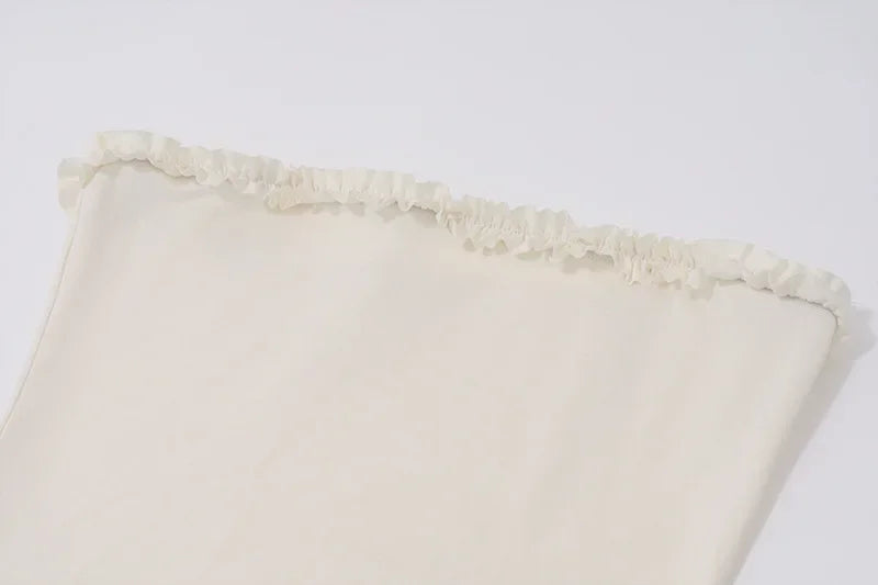 NIDANSSI White Strapless Backless Evening Party Dress Women Ruffle Robes Elegant Sexy Dress Bodycon Long Summer Dress Vestidos