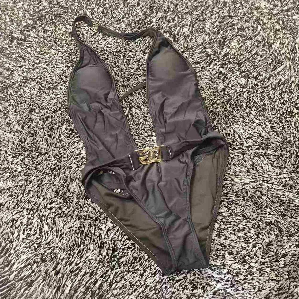 Summer Women Luxury Swimwear Sexy Micro Bikini Set Lady Lace-up One-Piece Swimsuit Beachwear Metal Belt Bathing Suits Beach Set