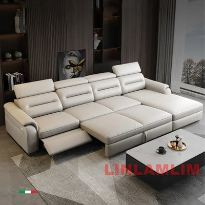 MANBAS Multifunctional Convertible Sofa Bed With Eletric Recliner, Folding Sofa Cama With Power Reclining Seats & Storage Box