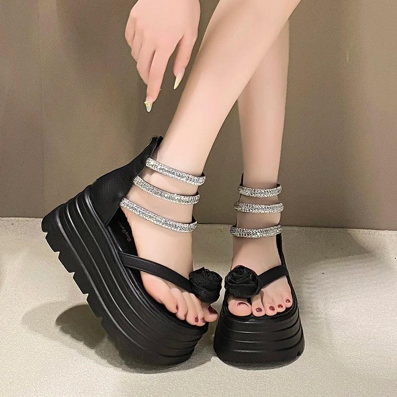 2025 Designers Women Summer Sandals Open Toe 8CM Platform Wedge Sneakers Women Casual Shoes Beach Sandálias Das Mulheres - Elanique