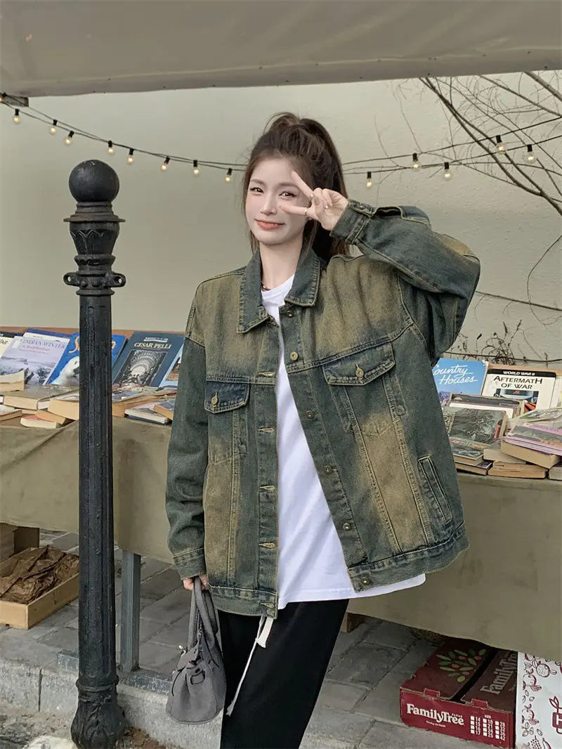Women's Spring Autumn Cool Denim Coat Pants Two Piece Set Lady Casual Jacket Trousers Outfits 2025 New Punk Tops Jeans Suits