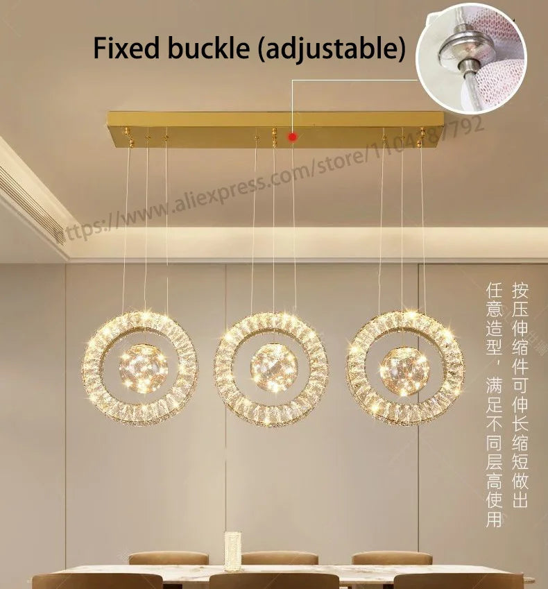 Modern Home DecorLED Lights Crystal Pendant Lamps Room Chandeliers Dining Table Pendant Lights Indoor Lighting Dimmable Light