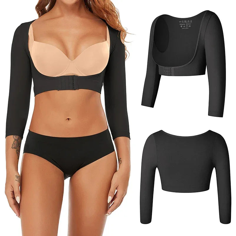 Upper Arm Shapers Compression Long Sleeves Women Arm Shapewear Humpback Posture Corrector Shoulder Breast Support Push Up Tops