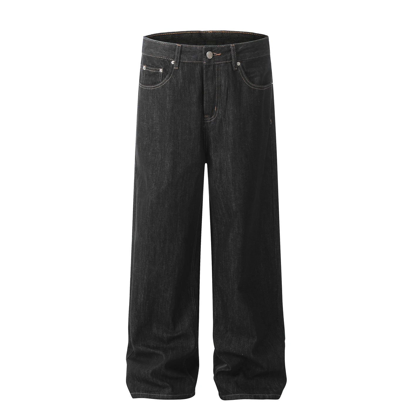 DM Men's Jeans Casual Baggy Black New Spring and Autumn Pants Straight Wide Leg Fashion Unisex Good Quality Trousers for Men