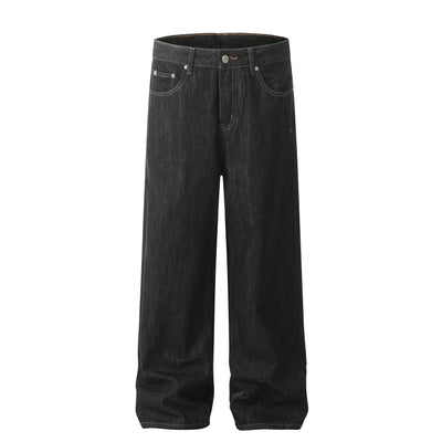 DM Men's Jeans Casual Baggy Black New Spring and Autumn Pants Straight Wide Leg Fashion Unisex Good Quality Trousers for Men