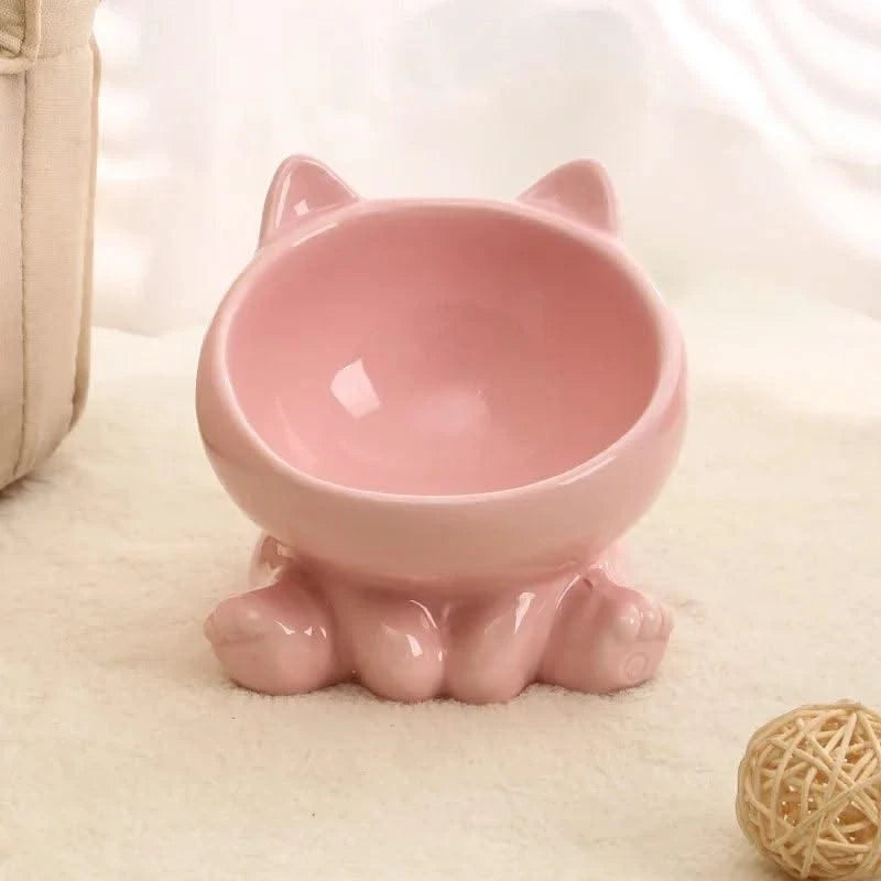 Cat And Dog Rice Bowl Pet Accessories Ceramic Diagonal High Feet Stable Cute Protection Cervical Spine Cat Dog Drinking Bowls ﻿