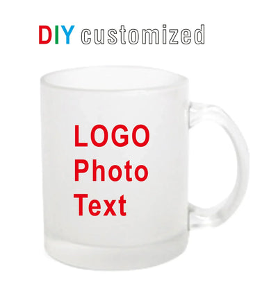 DIY Customized 320ML 11oz Glass Mug Personalized Mugs Coffee Milk Cup Creative Present Cute Gift Print Picture Photo LOGO Text