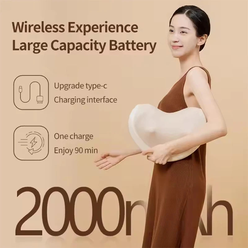 Aiveisi Smart Massage Pillow Electric shiatsu Kneading Heating Massager Suitable For Neck Back Shoulder Waist Rechargeable Use
