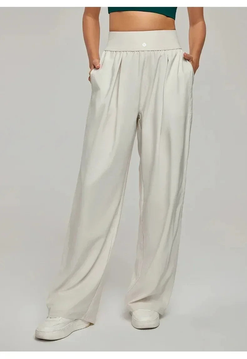 Women's High Waisted Hip Lifting Yoga Wide Leg Pants Athletic Casual Fitness Pants