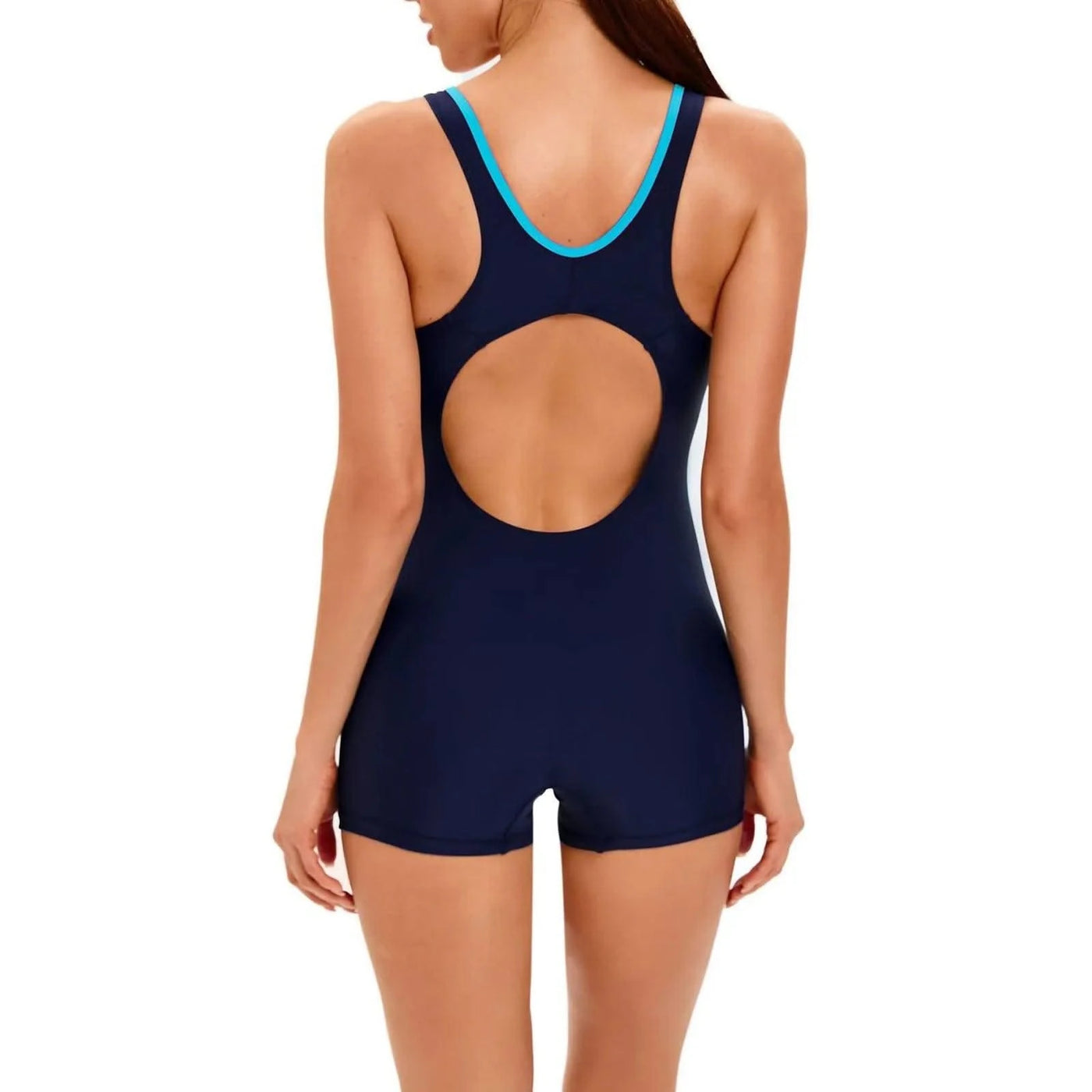 Women's Sport Swimsuit Sleeveless Conservative One-piece Sexy Backless Wetsuit With Chest Pad Color Matching Boxer Swimming Suit