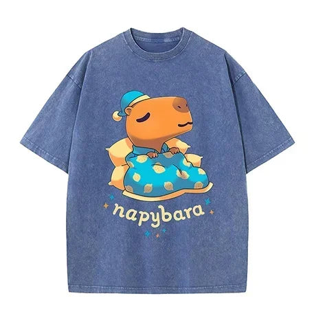 Printed T-shirt for Men and Women 2025 100% Cotton Soft Loose Casual Short Sleeved Animal Pattern T-shirt Cute Animal Fun Top
