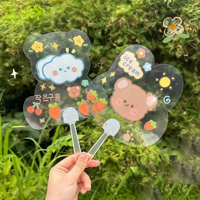 Creative DIY Transparent Hand Fans Handicrafts Cute DIY Blank Fan Portable Graffiti Fan Children's