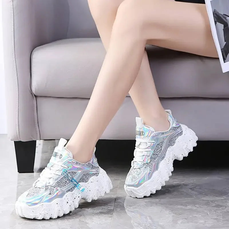 Woman’s Casual Sneakers Reflective Designer Tenis Shoes for Women Brand Fashin Platform Shoes Basket Sports Femme Walking Shoes