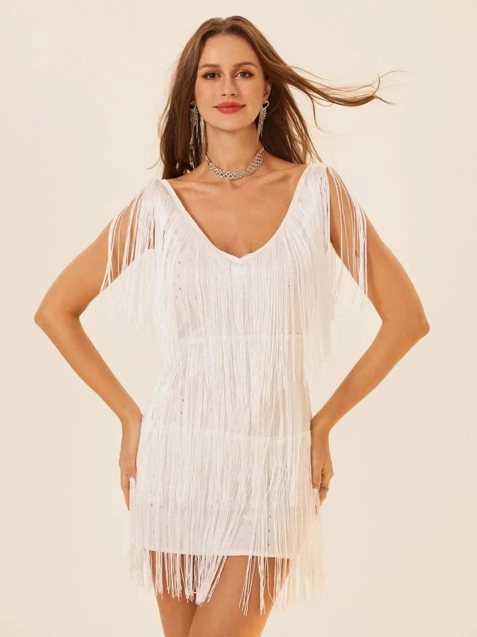 Summer Dress for Women Clothing Short Skirt European and American New Solid Sleeveless Tassel Dance Skirt Dresses Women