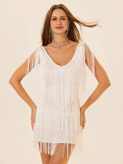 Summer Dress for Women Clothing Short Skirt European and American New Solid Sleeveless Tassel Dance Skirt Dresses Women