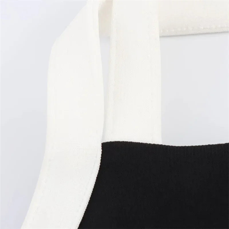 Women's Dresses New Spring 2025 Contrasting Halterneck Collar Midi Dress Sexy and Unique Design on the Back Personality 5584206