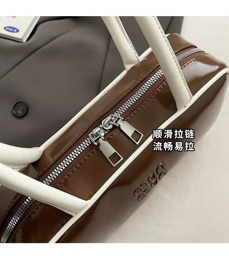 Designer Bowling Tote Women's Oversized Shoulder Bag, High-Capacity Office Handbag, Fashionable Minimalist Crossbody Purse