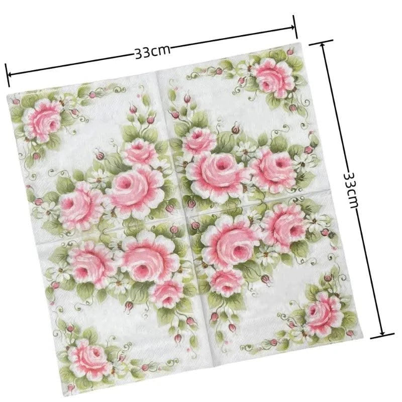 10/20pcs 33cm Lotus Flower Printed Facial Tissue Picnic Birthday Party Wedding Confessions Tissue Full Flower Napkins Decoupage