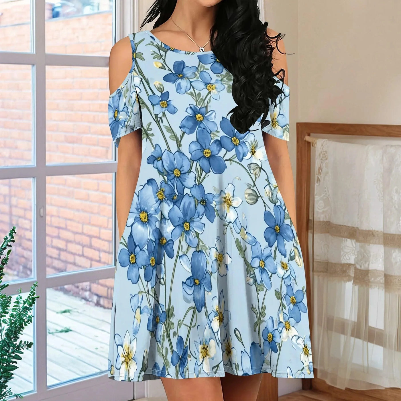 Light Blue Casual Dress for Spring Picnic & Garden Party