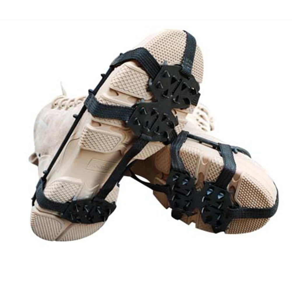 24 Teeth Mountaineering Cleats Anti-Slip Bundled Crampons Unisex Climbing Shoe Spikes Walking Hiking Accessories