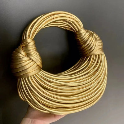 Handbags for Women Gold Luxury Designer Handwoven Noodle Bags Rope Knotted Pulled Silver Evening Clutch Chic Holder Container