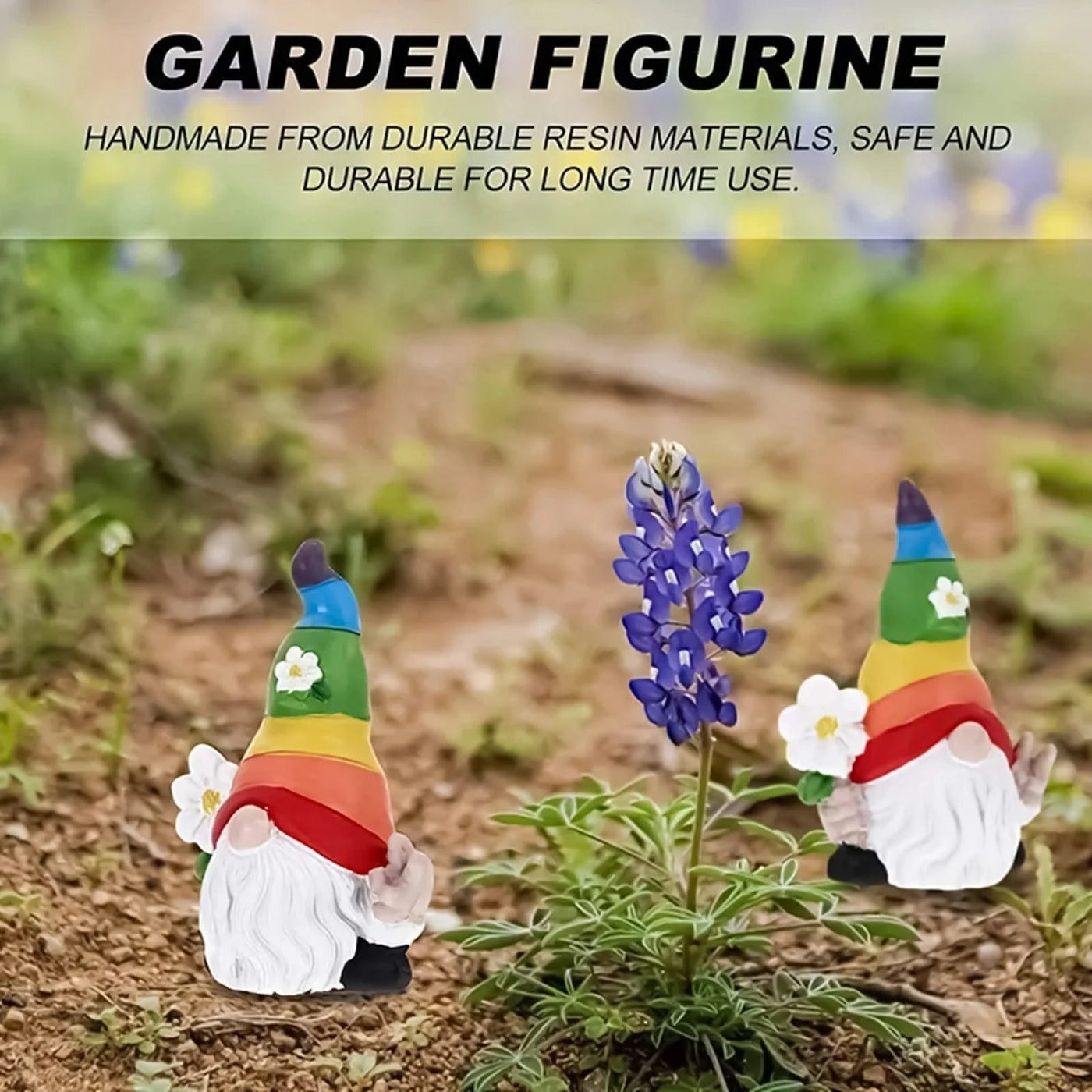 Garden Gnome Figurine with Rainbow Hat Miniature Ornaments Cute Mini Dwarf Planter Flowerpot Decor Accessories