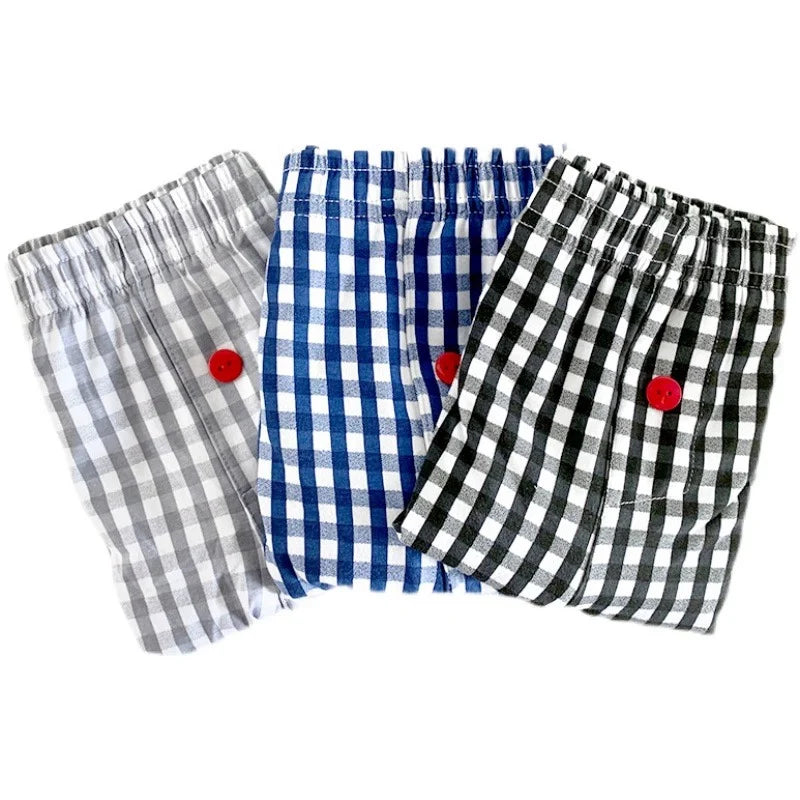 Men's Cotton Arrow Boxers Casual Plaid Elastic Waist Underwear Summer Loose Breathable Beach Pants Boxer Shorts Youth Panties