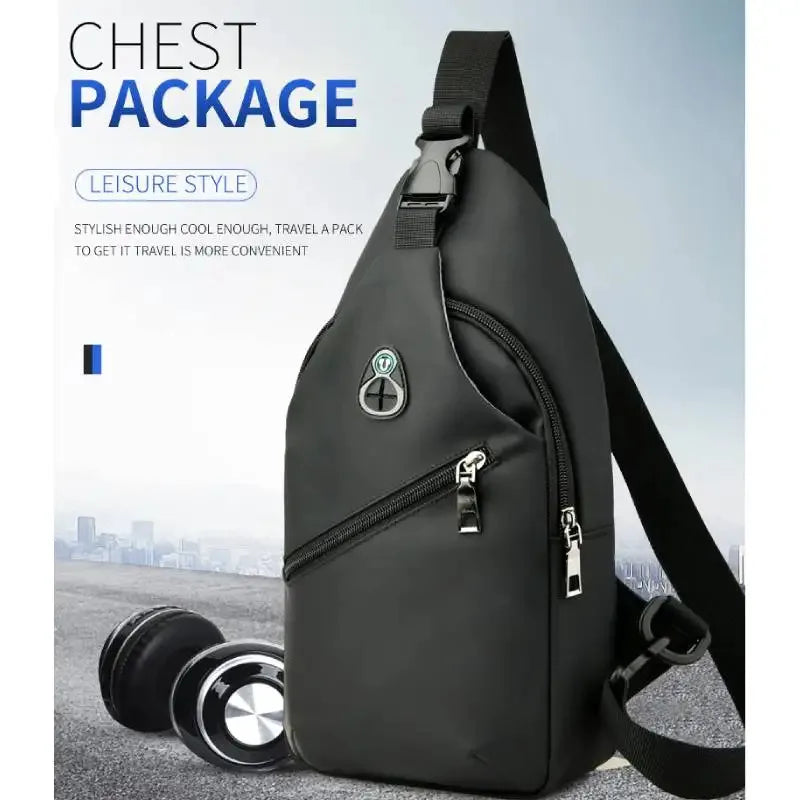 Men Fashion Laptop Waist Packs Trendy Computer Chest Bag Usb Shoulder Bag Leisure Chest Bag Large Capacity Crossbody Bag