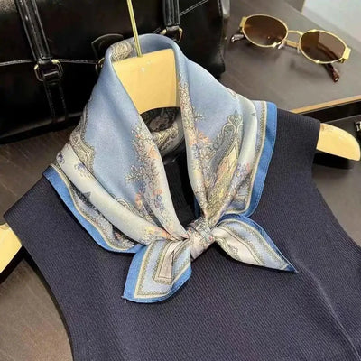 Women's Elegant White Black Polka Dot Design Satin 70cm Silk Scarves  100% Mulberry Silk