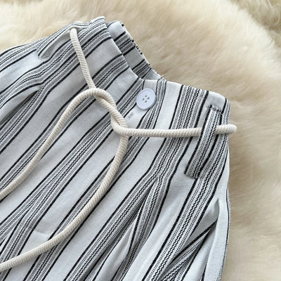 Pant Women Wide Leg Long Pants Striped Casual Loose High Waist Straight Trousers Y2k Streetwear Elegant Splice Work 2025 Capris
