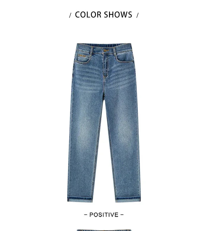 Semir 2023 Women Jeans Autumn New Rolled-edge Straight-leg Pants Slimming Trousers for Women