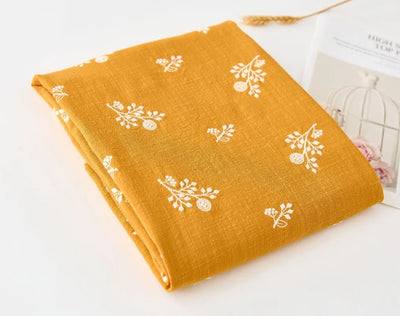 140x50cm Embroidered Slub Cotton Linen Fabric Clothing Sewing Fabric, Diy Women's Dress Forest Flower Cloth